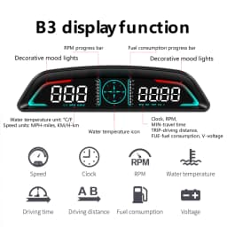 B3 Head Up Display OBD2 GPS Digtial HUD Car Gauge Speedometer Tachometer Water Temp Fuel Consumption Voltage Car Electronic