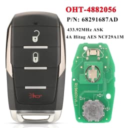 Jingyuqin OHT-4882056 Smart Prox Remote Key Fob 433.92MHz 4A Chip for Dodge Ram 1500 Pickup 2019 2020+ 68291692AD 68291691AD
