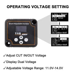 12V 140A Adjustable Dual Battery Isolator LCD Display Voltage Sensitive Split Charge Relay Voltage Setting VSR for Camper Car RV