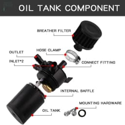 Universal Car Racing Baffled Aluminum 2-Port/3-Port Oil Catch Can Tank Reservoir Separator
