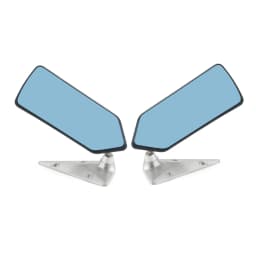 2psc New Universal Retro Car Rearview Side Mirror Craft Square F1 Style W/Blue Mirror Surface Metal Bracket Rear View Mirror
