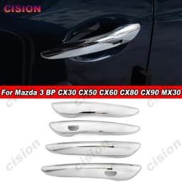 4x Black Chrome Carbon Fiber Exterior Car Door Handle Frame Panel Cover Trim ABS Sticker For Mazda 3 BP CX30 CX50 CX60 CX80 CX90