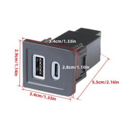 34mmx 29mm PD Type-C+QC 3.0 USB Car Fast Charger Socket Central Control Lower Right Hole for VW Multivan T5.1 2009-2015