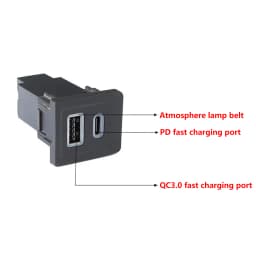 34mmx 29mm PD Type-C+QC 3.0 USB Car Fast Charger Socket Central Control Lower Right Hole for VW Multivan T5.1 2009-2015