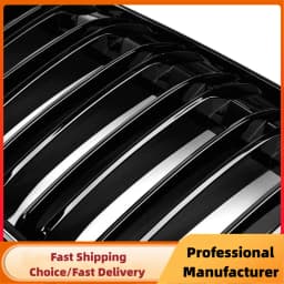 Double Line Car Front Bumper Kidney Grill Grilles For BMW X1 F48 F49 2016 2017 2018 2019 2020 M Style Racing Grille Glossy Black