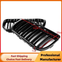 Double Line Car Front Bumper Kidney Grill Grilles For BMW X1 F48 F49 2016 2017 2018 2019 2020 M Style Racing Grille Glossy Black