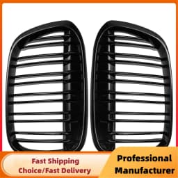 Double Line Car Front Bumper Kidney Grill Grilles For BMW X1 F48 F49 2016 2017 2018 2019 2020 M Style Racing Grille Glossy Black