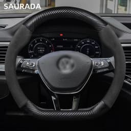 Car Steering Wheel Cover 38cm Leather D Shape For Golf Polo Jatta Passat K3 Suzuki Swift Nissan Rogue Mercedes AMG Accessories