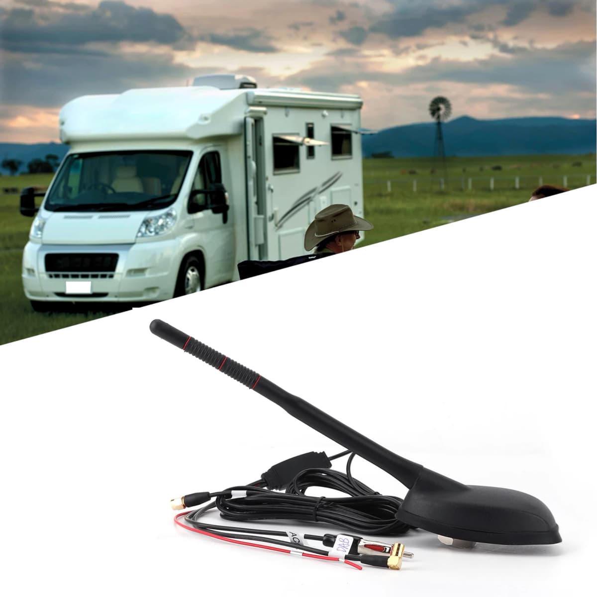 DAB Active Antenna Top Roof Mount Antenna Car DAB+GPS+FM Antenna Active Amplified Top Roof Mount Waterproof Dustproof Universal