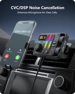 LENCENT Bluetooth 5.3 Car FM Transmitter, Hi-Fi Treble & Bass Music Player, PD20W QC18W Fast Car Charger, Radio Bluetooth Car Ad