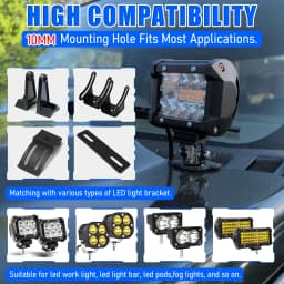 2PCS LED Work Light Mounting Bracket Universal Hood Led Light Bar Mount Bracket Foglight Lamp Holder for Off Road Jeep Truck SUV