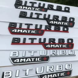 3D Car Fender BITURBO 4MATIC Badge Emblem Sticker For Mercedes C43 AMG W205 W204 E43 W213 W212 GLC43 GLE43 W166 W167 Accessories