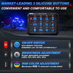 Mictuning 8/12 Gang RGB Switch Panel Led Work Light Bar Switches Box Controller for Universal Cars Truck Boat UTV 4X4 4WD