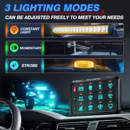 Mictuning 8/12 Gang RGB Switch Panel Led Work Light Bar Switches Box Controller for Universal Cars Truck Boat UTV 4X4 4WD
