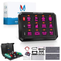 Mictuning 8/12 Gang RGB Switch Panel Led Work Light Bar Switches Box Controller for Universal Cars Truck Boat UTV 4X4 4WD