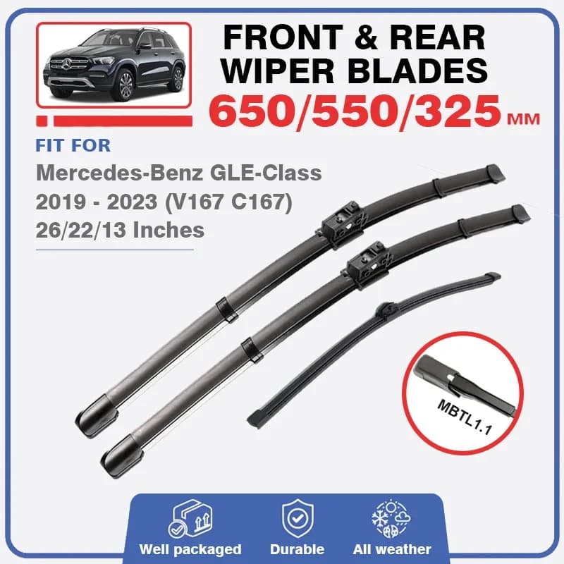 Front / Front Rear Wiper Blades For Mercedes Benz GLE Class W167 V167 2019 - 2023 Accessories Without Intelligent Spray System