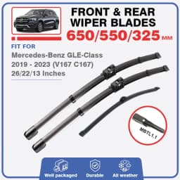 Front / Front Rear Wiper Blades For Mercedes Benz GLE Class W167 V167 2019 - 2023 Accessories Without Intelligent Spray System