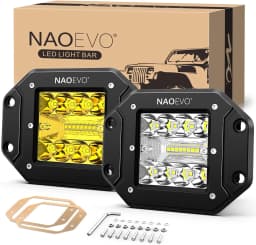 NAOEVO 5 Inch Flush Mount LED Pods Lights 40W 4000LM Spot Flood Combo LED Light Bar Offroad Driving Fog Lights LED Work Lights