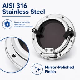5"-7" Boat Porthole Window AISI 316 SS Round Portlight Anti-Glare Marine Portlight Hatch 8mm Smoked Acrylic for Yacht Cabin RV