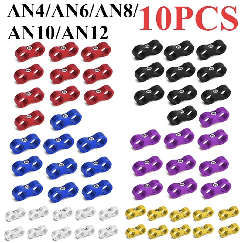 10Pcs Universal Aluminum AN4 AN6 AN8 AN10 AN12 Car Billet Oil Fuel Water Hose Tube Seprator Divider Clamp Line Separator Bracket