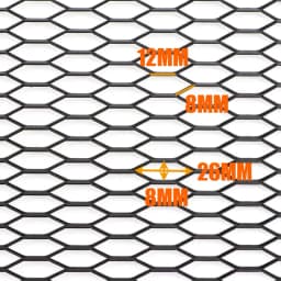 100cmx33cm Aluminum Grille Mesh Grill Cover Car Bumper Fender Hood Vent Net Grid Ventilation 8x26mm Hole Hexagon Thickness 3mm