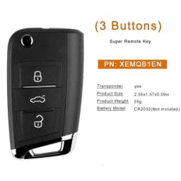 Xhorse VVDI2/VVDI KEY TOOL MAX MQB Wireless/Wire Universal Remotes Smart Key for VW MINI Programmer XKMQB1EN/XEMQB1EN/XSMQB1EN