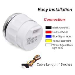 7 Color Backlight 2" 52mm Water Level Gauge+Water Level Sensor 100-600mm 0-190 Ohm Water Tank Meter Indicator Auto Car Boat
