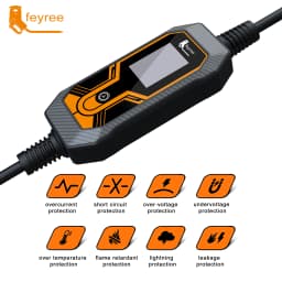 Feyree Portable EV Charger Wallbox Type1 J1772 7KW 32A 1Phase with CEE Plug EVSE Charging Box for Electric Car Charger 5m Cable