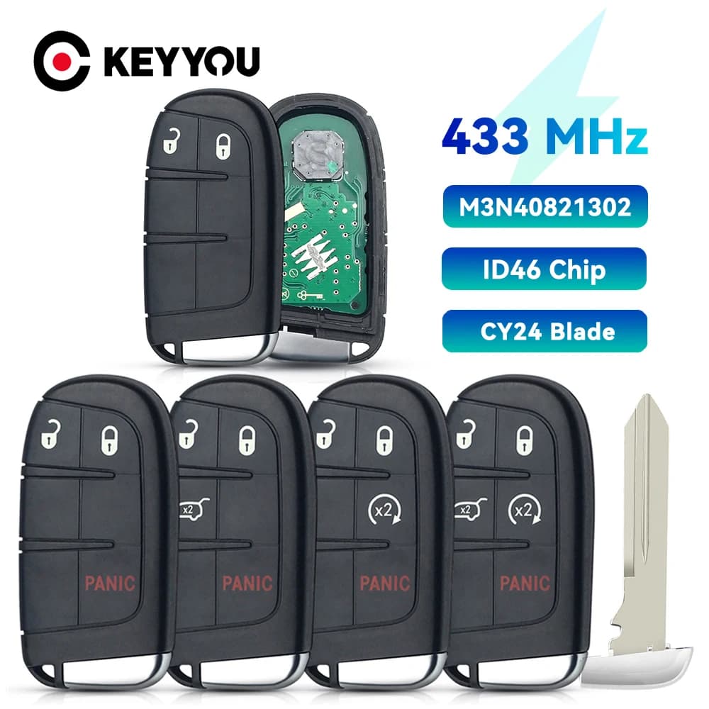 KEYYOU For Jeep Grand Cherokee 2013-2020 ID46 PCF7945 7953 Remote Car Key 2/3/4/5 Button Remote Car Key M3N40821302 433MHz