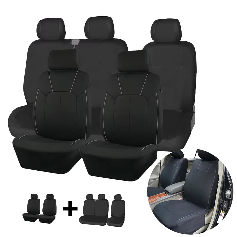 AUTOKING Black Universal Seat Covers For Car 2+1 Type Split Car Seat Cover High Quality Polyester With Airbag Compatible