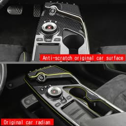 2Pcs Car Carbon Fiber Center Console Gear Shift Panel Water Cup Holder Decoration Cover Trim For KIA EV6 2021 2022 LHD