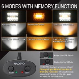 NAOEVO 4x4 Off Road LED Light Bar Pods 4inch 120W 12V 24V 6 Modes Fog Driving LED Work Light For Auto ATV Motorcycle Truck Jeep