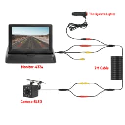 4.3 TFT LCD HD Screen Folding Car Monitor with Rear View Camera 8 LED Backup for Vehicle Parking Easy Installation
