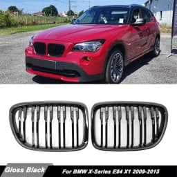 Glossy Black Car Front Bumper Kidney Grille For E84 X1 18i 20i 25i 28i 2009-2015 Double Slat Sport Racing Grill Cover