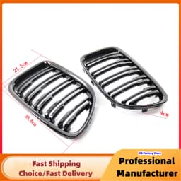 Glossy Black Car Front Bumper Kidney Grille For E84 X1 18i 20i 25i 28i 2009-2015 Double Slat Sport Racing Grill Cover