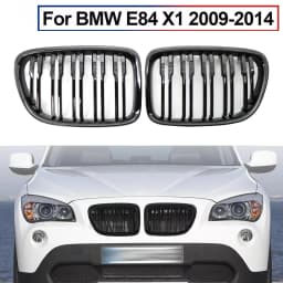 Glossy Black Car Front Bumper Kidney Grille For E84 X1 18i 20i 25i 28i 2009-2015 Double Slat Sport Racing Grill Cover