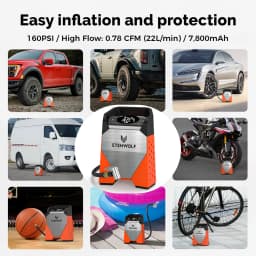 ETENWOLF ZEPHYR S3 Portable Tire Inflator 100% Duty Cycle 160 PSI Car Air Compressor 7800mAh For Cars Motorcycles Balls (New)
