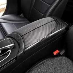 4Pcs Carbon Fiber Car Center Armrest Box Panel Switch Button Cover Interior Accessories For Mercedes Benz E GLC C class W205