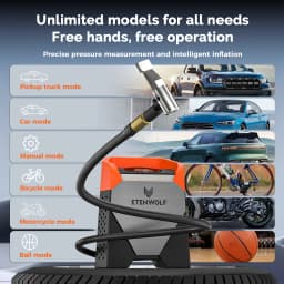 ETENWOLF ZEPHYR S5C Portable Tire Inflator Heavy-Duty Car compressor 160PSI &15600mAh for Pickups Car Tires Motorcycles