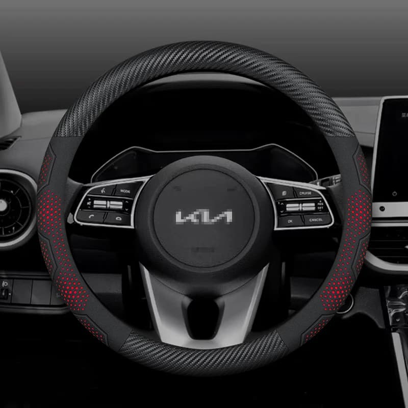For Kia K5 Sportage Picanto Xceed Rio Cerato Soul Carens Seltos Carbon fiber Suede Car Steering Wheel Cover Auto Accessories