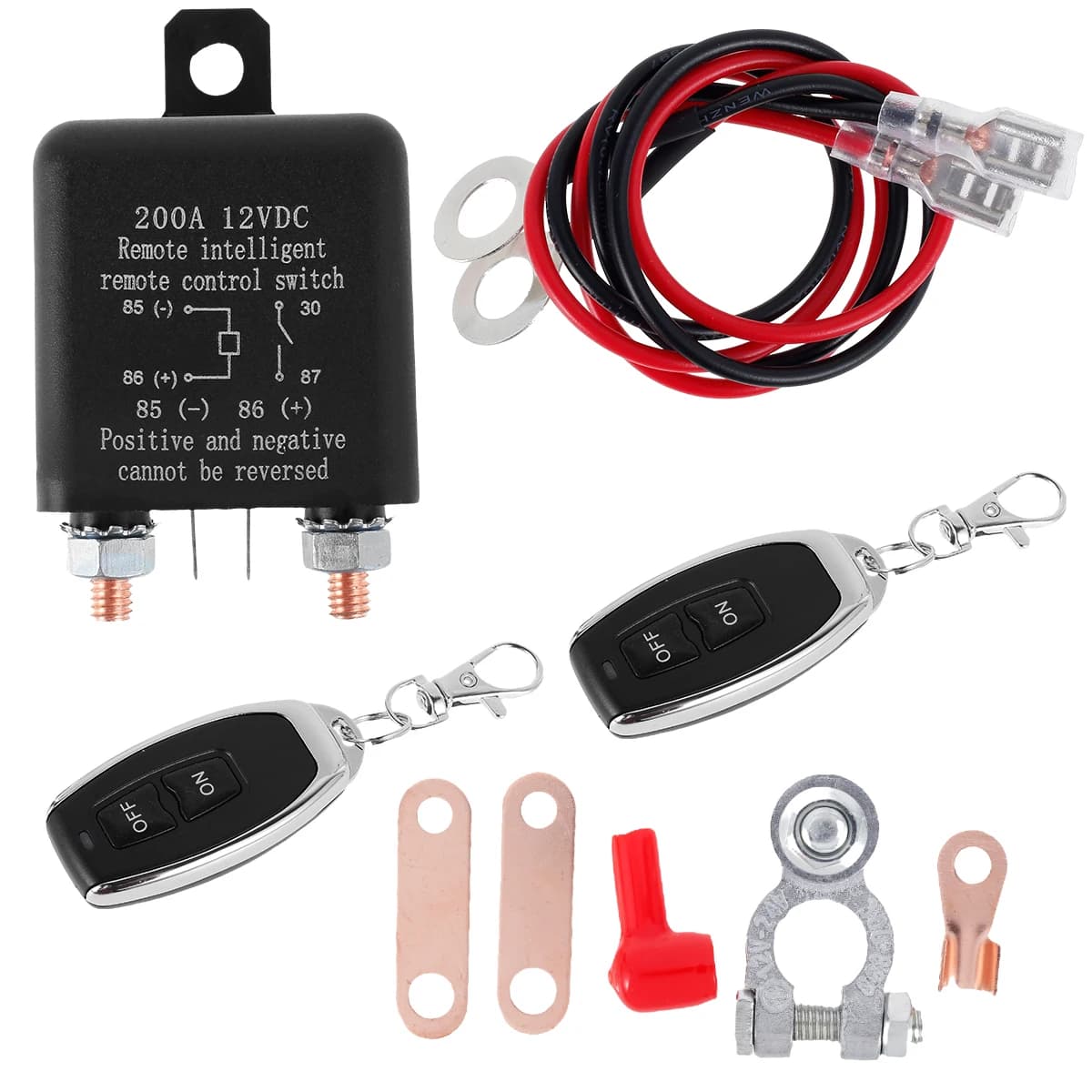 Remote Battery Disconnect Switch 12V 200A Kill Switch for Car Anti Theft Battery Kill with Wireless Remote Control Relay Fobs