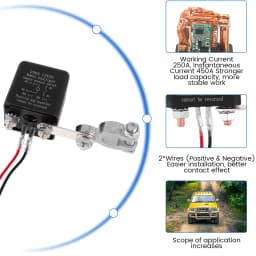 Remote Battery Disconnect Switch 12V 200A Kill Switch for Car Anti Theft Battery Kill with Wireless Remote Control Relay Fobs