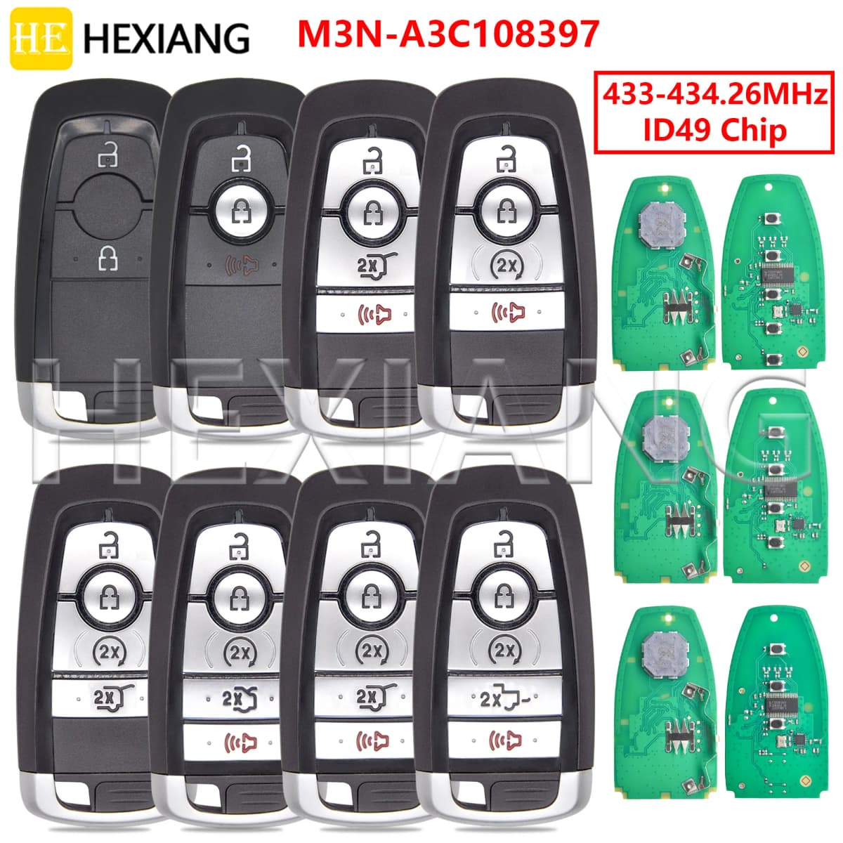 HE M3N-A3C108397 ID49 Chip 433-434.2MHz Car Remote Key 164-R834 For Ford Expedition Explorer Mustang Lincoln Navigator 2023 2024