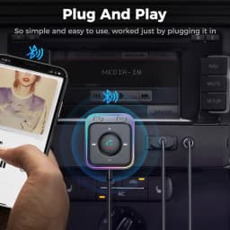 Joyroom Bluetooth 6.0 Wireless Receiver Car Adapter Enhanced Dual Mics ENC Noise Cancellation 3.5mm AUX Car Bluetooth Receiver