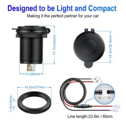 12V Car Fast Charger Power Socket QC3.0 and PD USB Port Car Charger Adapter fast charging for Car Boat Marine RV Motorcycle