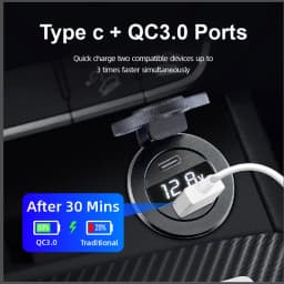 12V Car Fast Charger Power Socket QC3.0 and PD USB Port Car Charger Adapter fast charging for Car Boat Marine RV Motorcycle