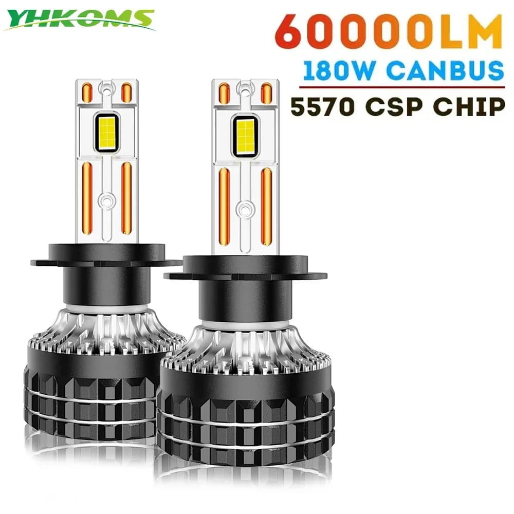 YHKOMS H7 LED 60000LM Headlights H1 H4 H11 H8 H9 9005 9006 HB3 HB4 High Power 180W Super Bright Headlamp Beam 12V Replacement