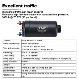 EFI 380LH 1000HP TOP QUALITY External Fuel Pump E85 Compatible 044 style New PQY-FPB003-QY
