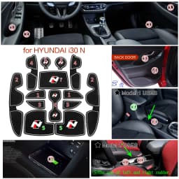 Smabee for Hyundai I30/I30 N 2017 - 2022 Anti-Slip Gate Slot Cup Mat Non-Slip Door Groove Pad Interior Accessories
