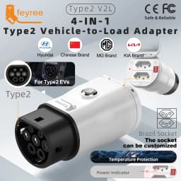 Feyree Type2 V2L Discharger Adapter for MG/Kia/Hyundai/Chinese EVs, Vehicle to Load Power Converter and Safety Switch for Campin